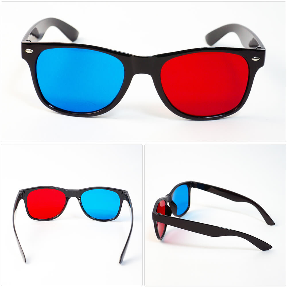 Santek Anaglyphic 3D Eyewear Plastic Type Black Frame 360 view